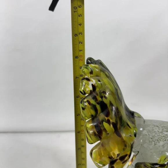 Vintage Murano Style Glass Rooster Bird Decor Colorful Clear Green Yellow - Picture 12 of 13